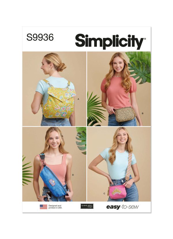 Simplicity Sewing Pattern S9936 Backpack, Bags and Purse by Elaine Heigl Designs