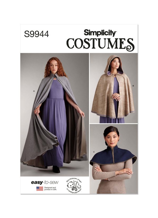 Simplicity Sewing Pattern S9944 Misses' Capelet and Cape in Two Lengths by Scissor IMP Workshop