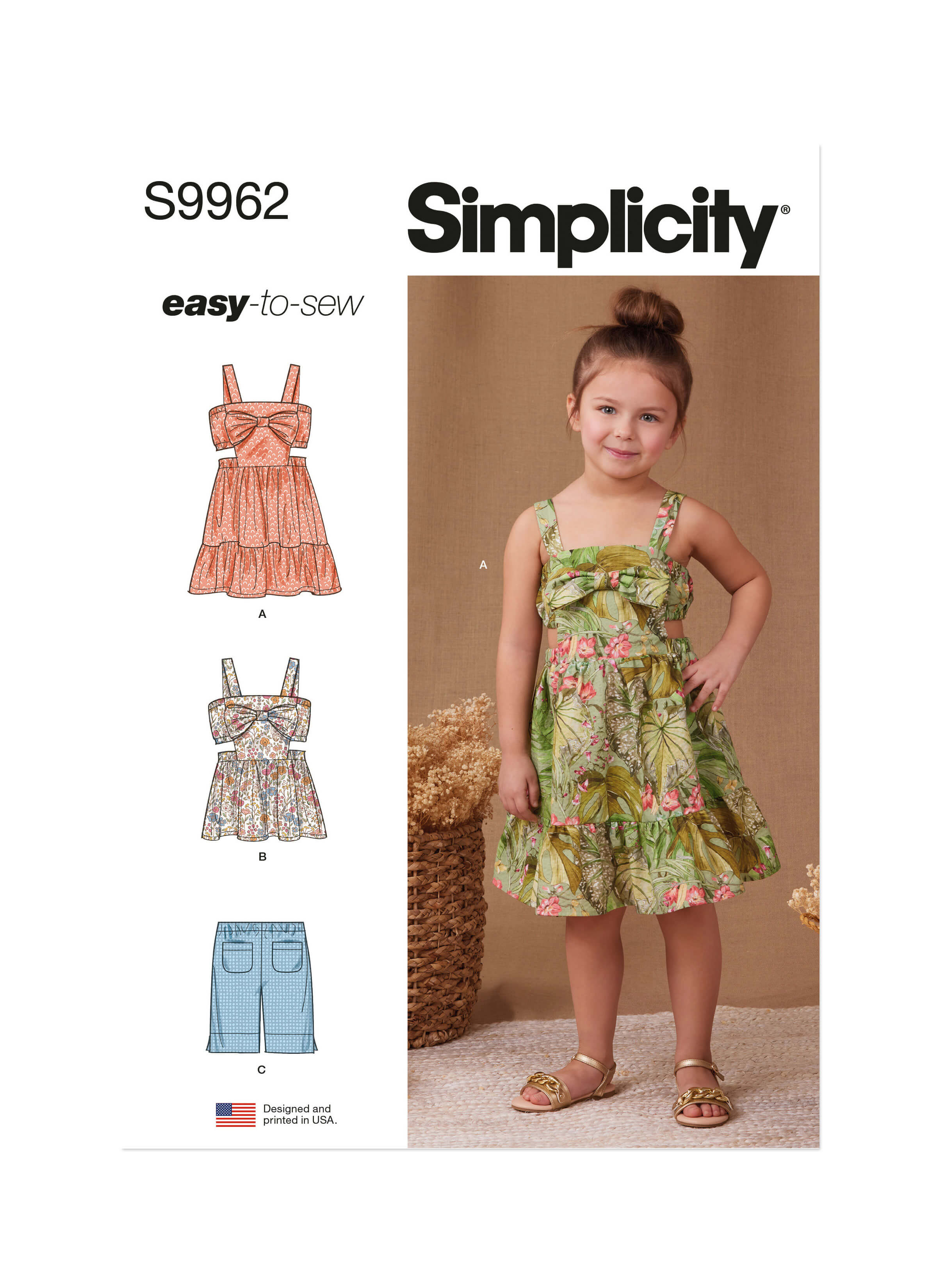 Simplicity Sewing Pattern S9962 Children's Dress, Top and Shorts