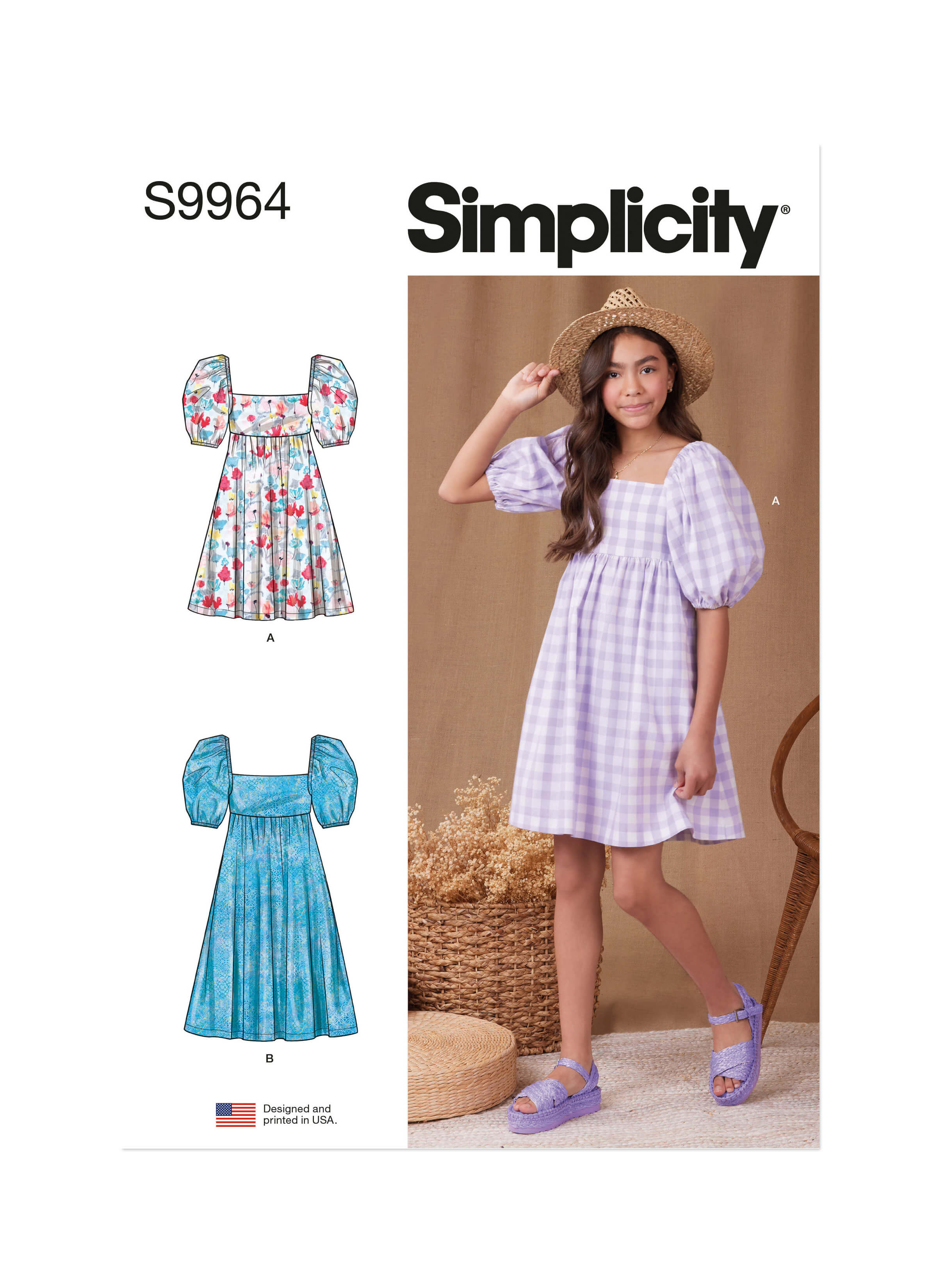 Simplicity Sewing Pattern S9964 Girls' Dress With Back Bodice and Length Variations
