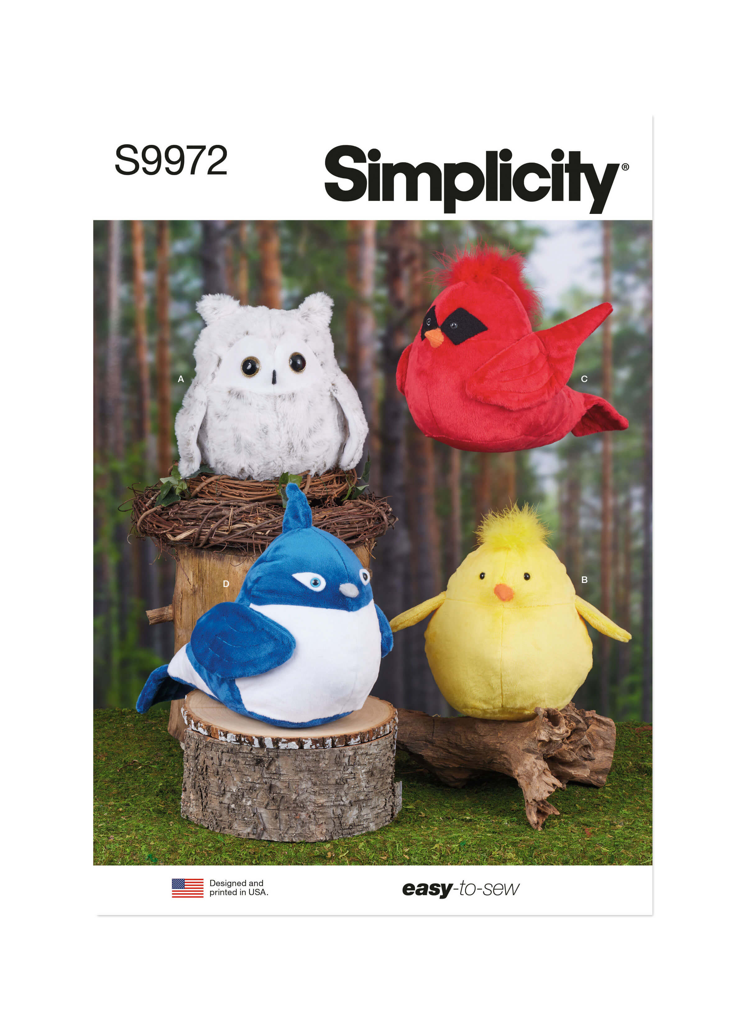 Simplicity Sewing Pattern S9972 Plush Birds