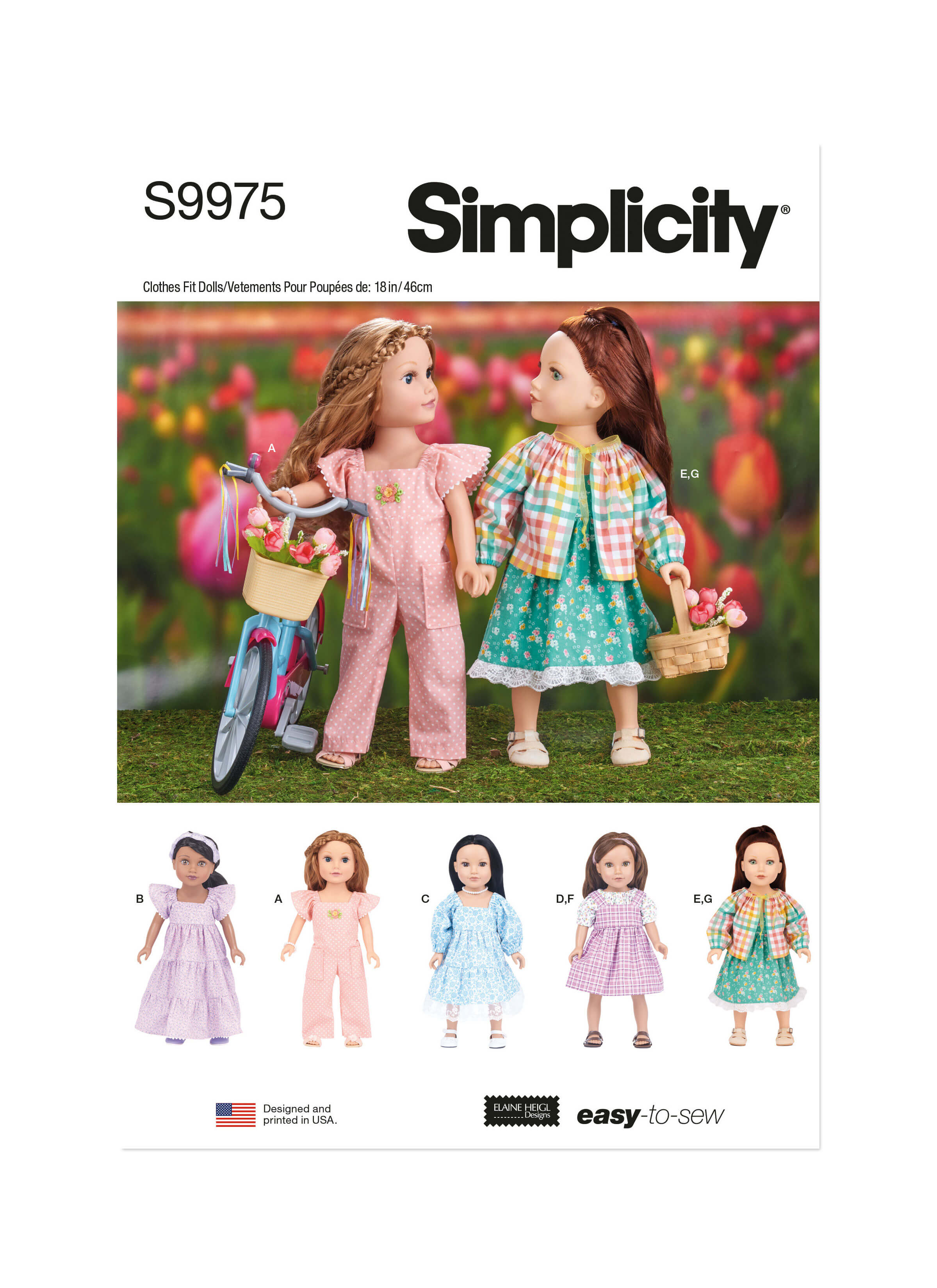 Simplicity Sewing Pattern S9975 18" Doll Clothes by Elaine Heigl Designs