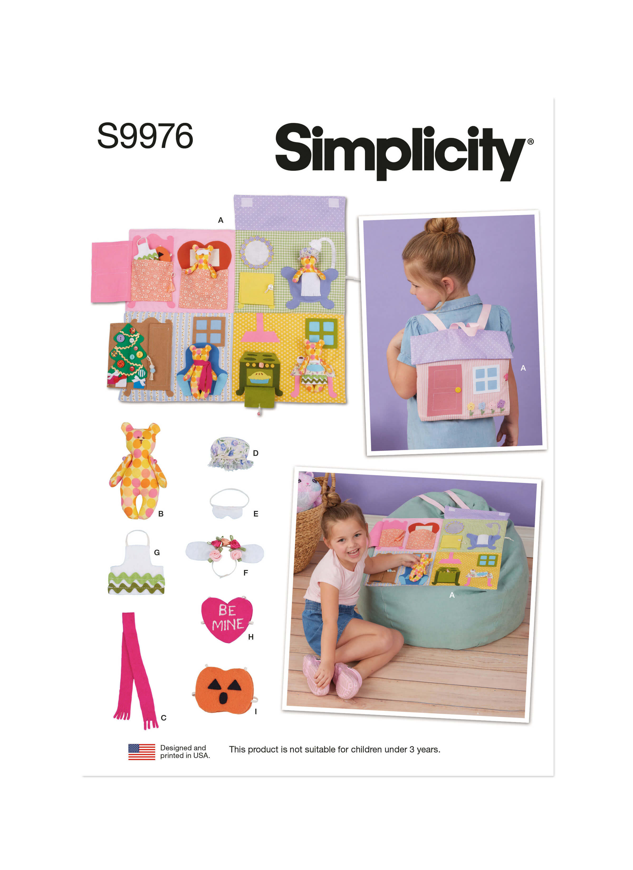 Simplicity Sewing Pattern S9976 Doll House Backpack with Bear