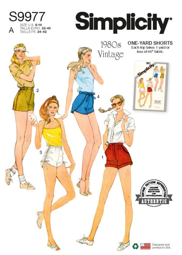 Simplicity Sewing Pattern S9977 Misses' Shorts