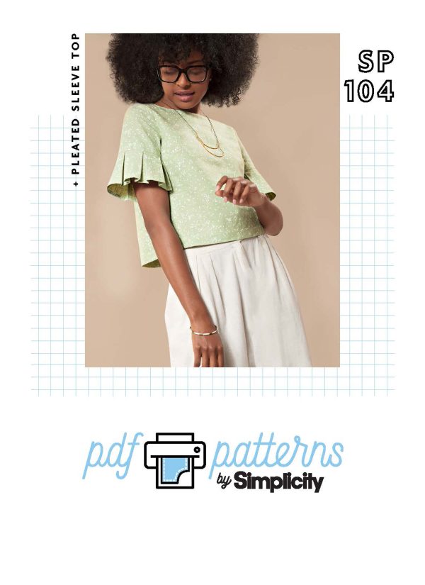 Simplicity PDF Sewing Pattern SP104 Misses' Pleat Sleeve Top
