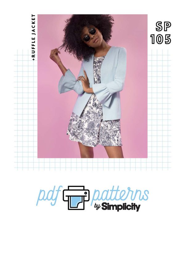 Simplicity PDF Sewing Pattern SP105 Misses' Ruffle Jacket