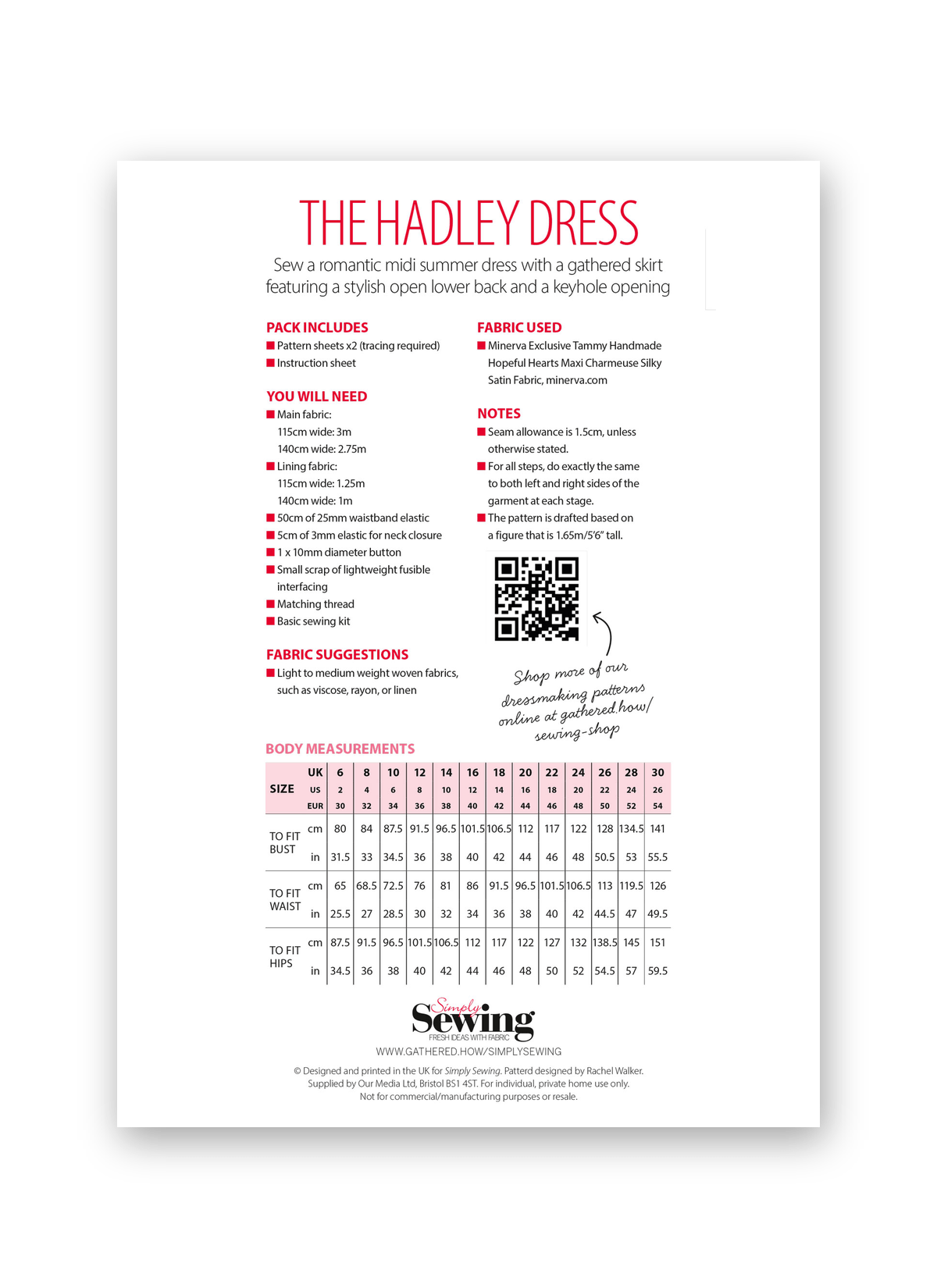 Simply Sewing Hadley Dress PDF Sewing Pattern