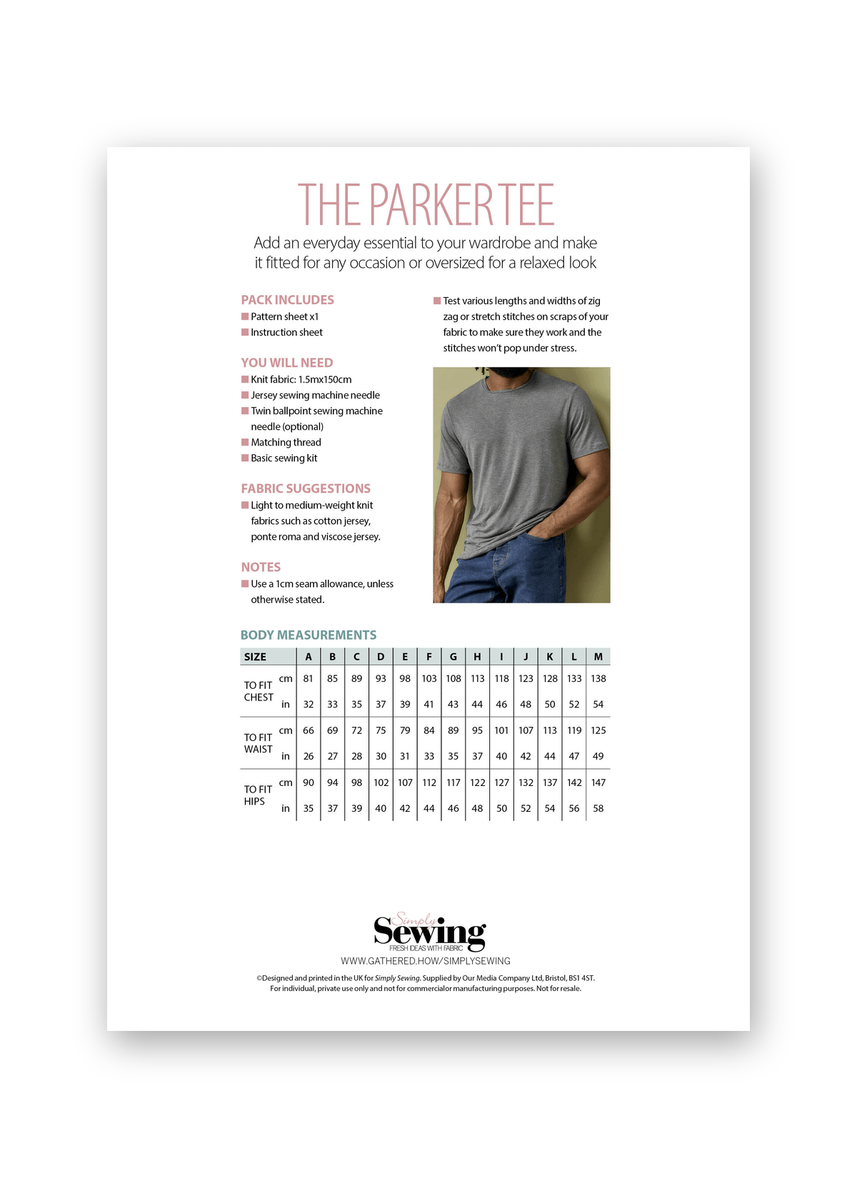 Simply Sewing The Parker T-Shirt PDF Sewing Pattern