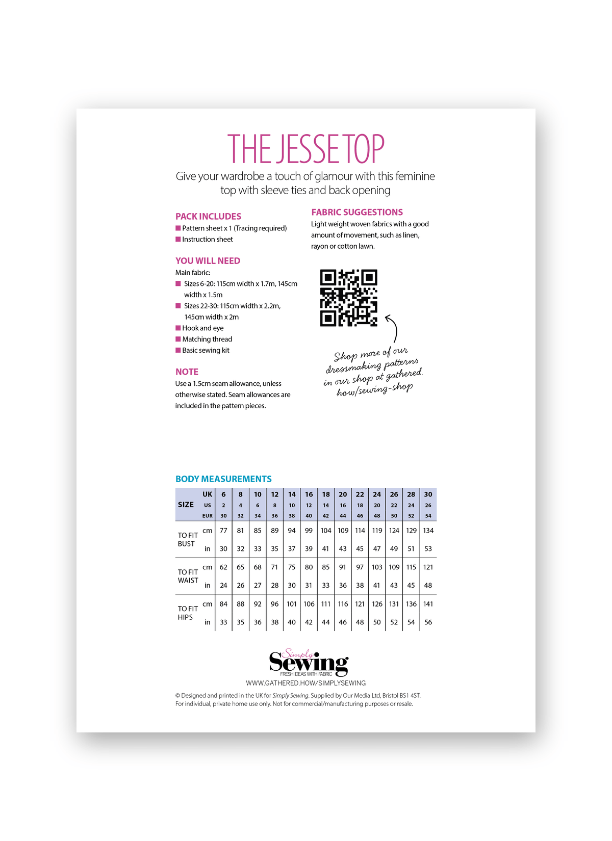 Simply Sewing The Jesse Top PDF Sewing Pattern