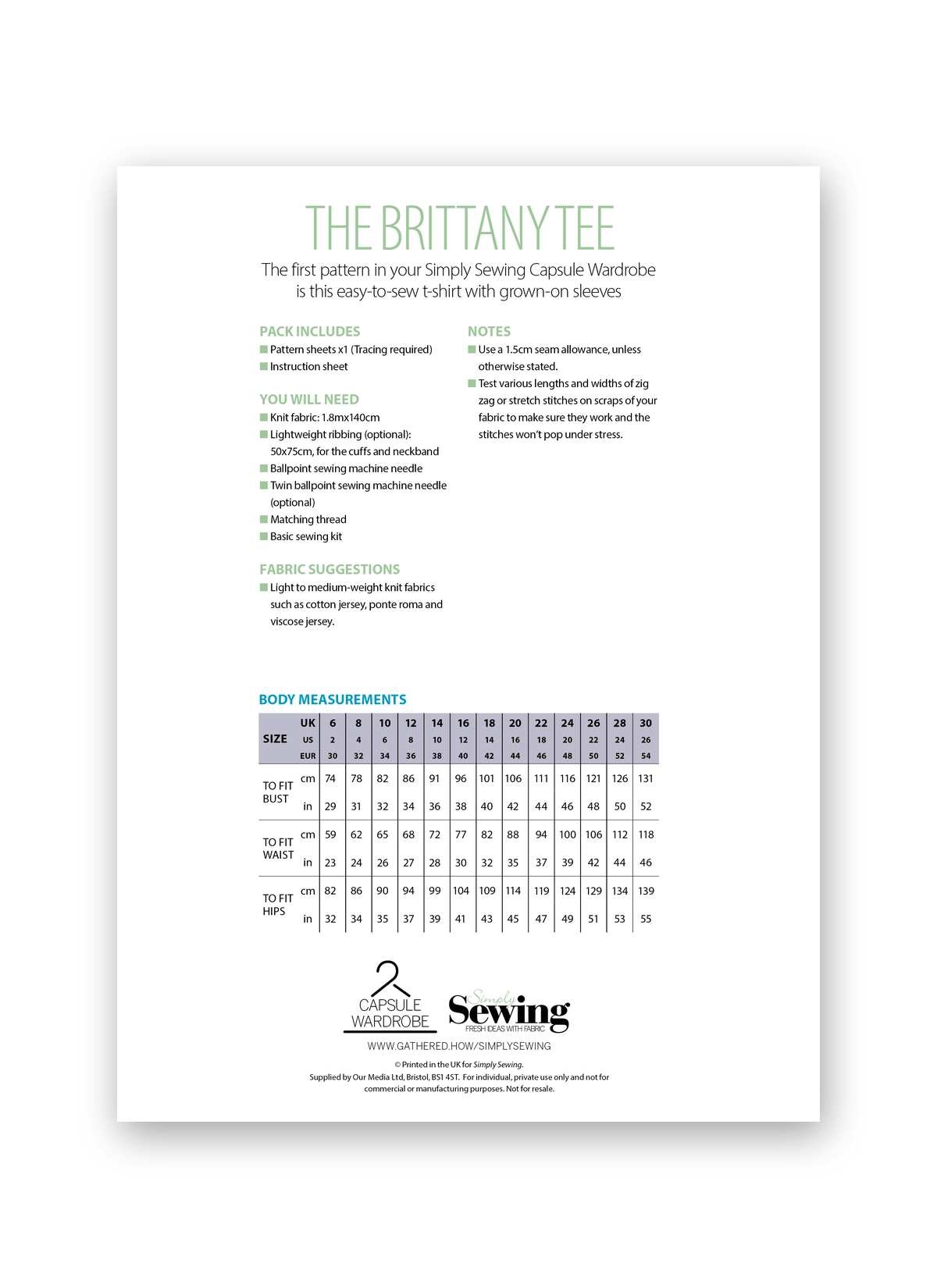 Simply Sewing Breton Tee PDF Sewing Pattern