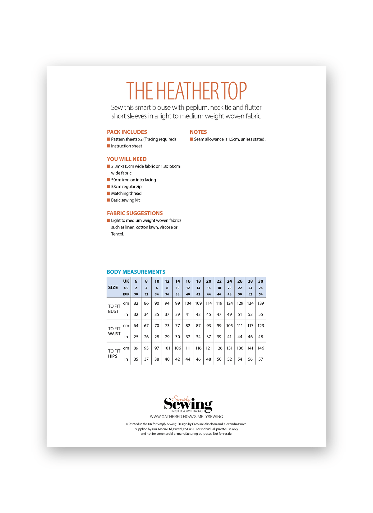 Simply Sewing Heather Peplum Top PDF Sewing Pattern