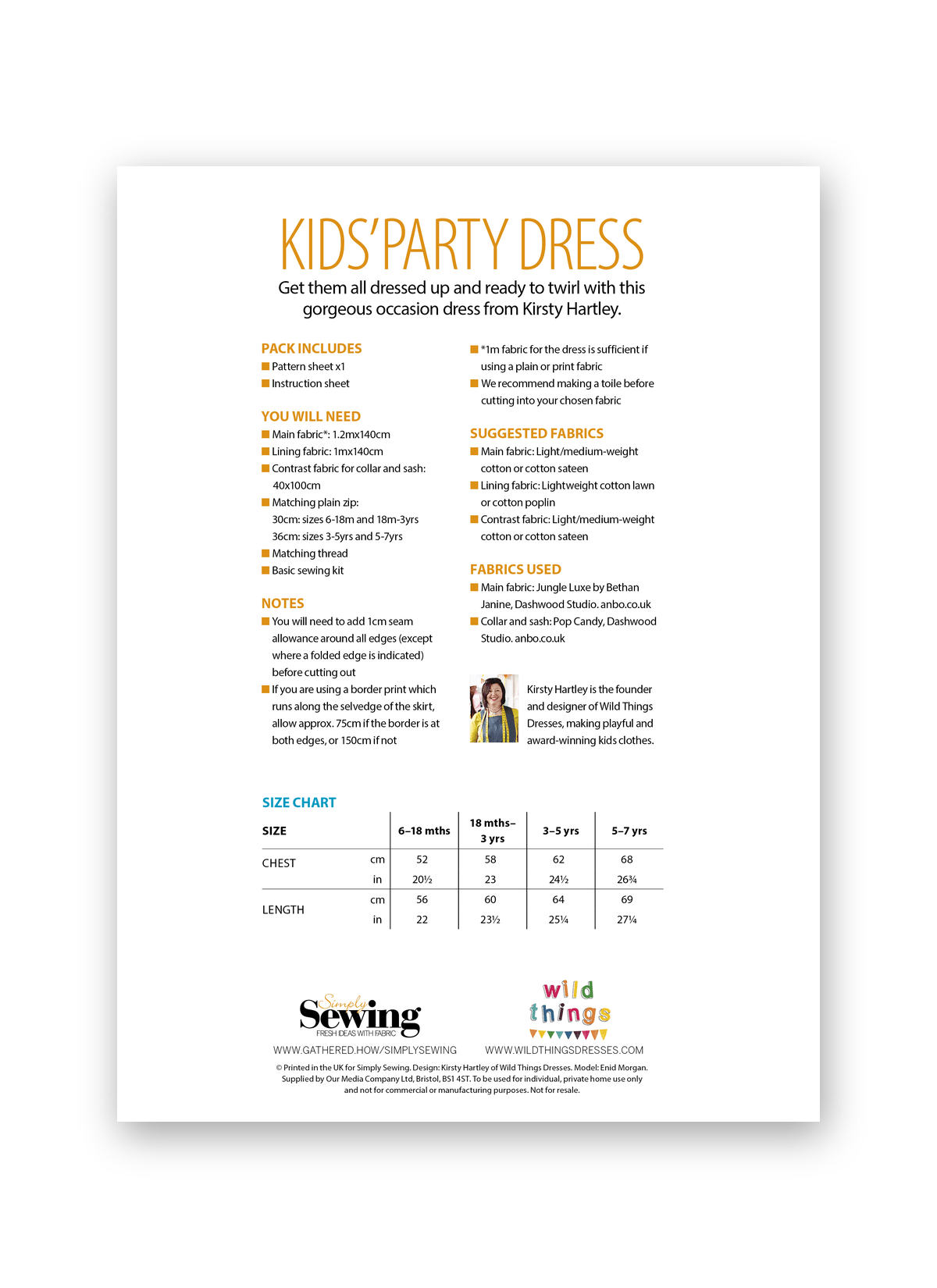 Simply Sewing Girl's Party Dress PDF Sewing Pattern