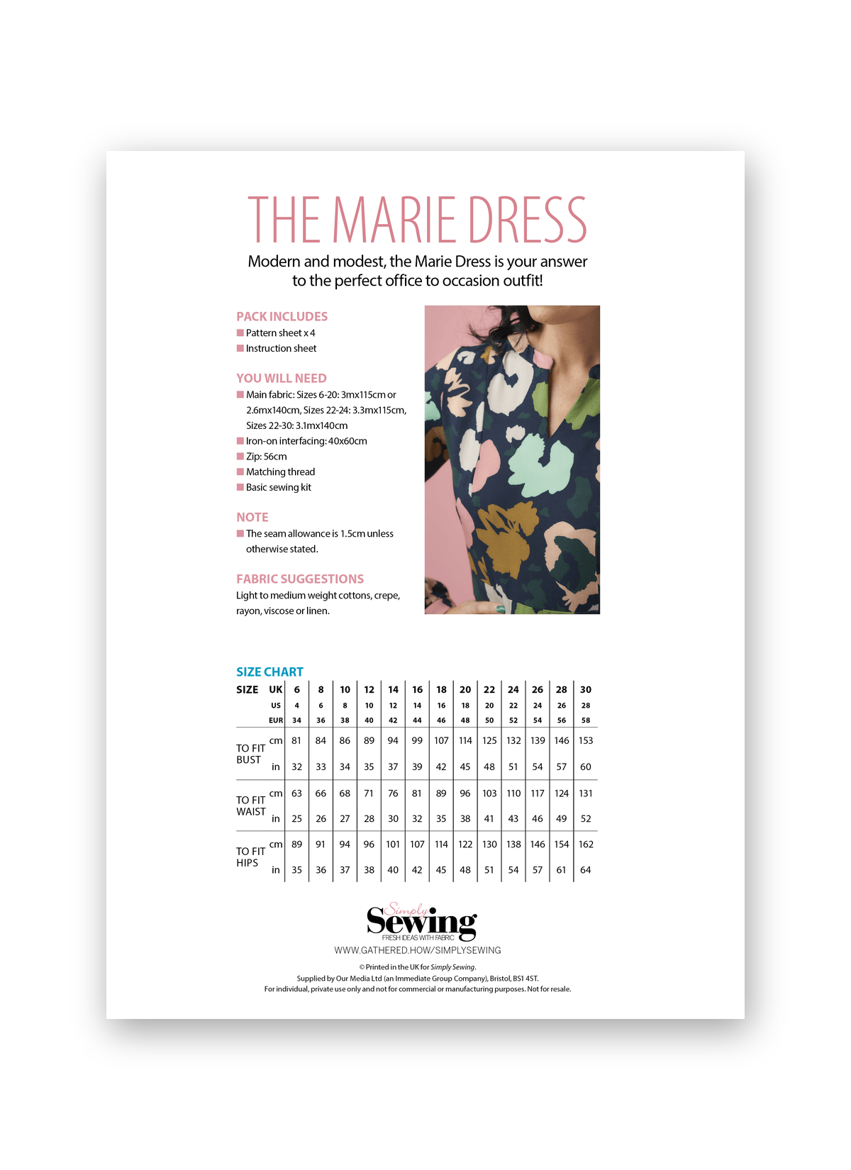 Simply Sewing Marie Dress PDF Sewing Pattern