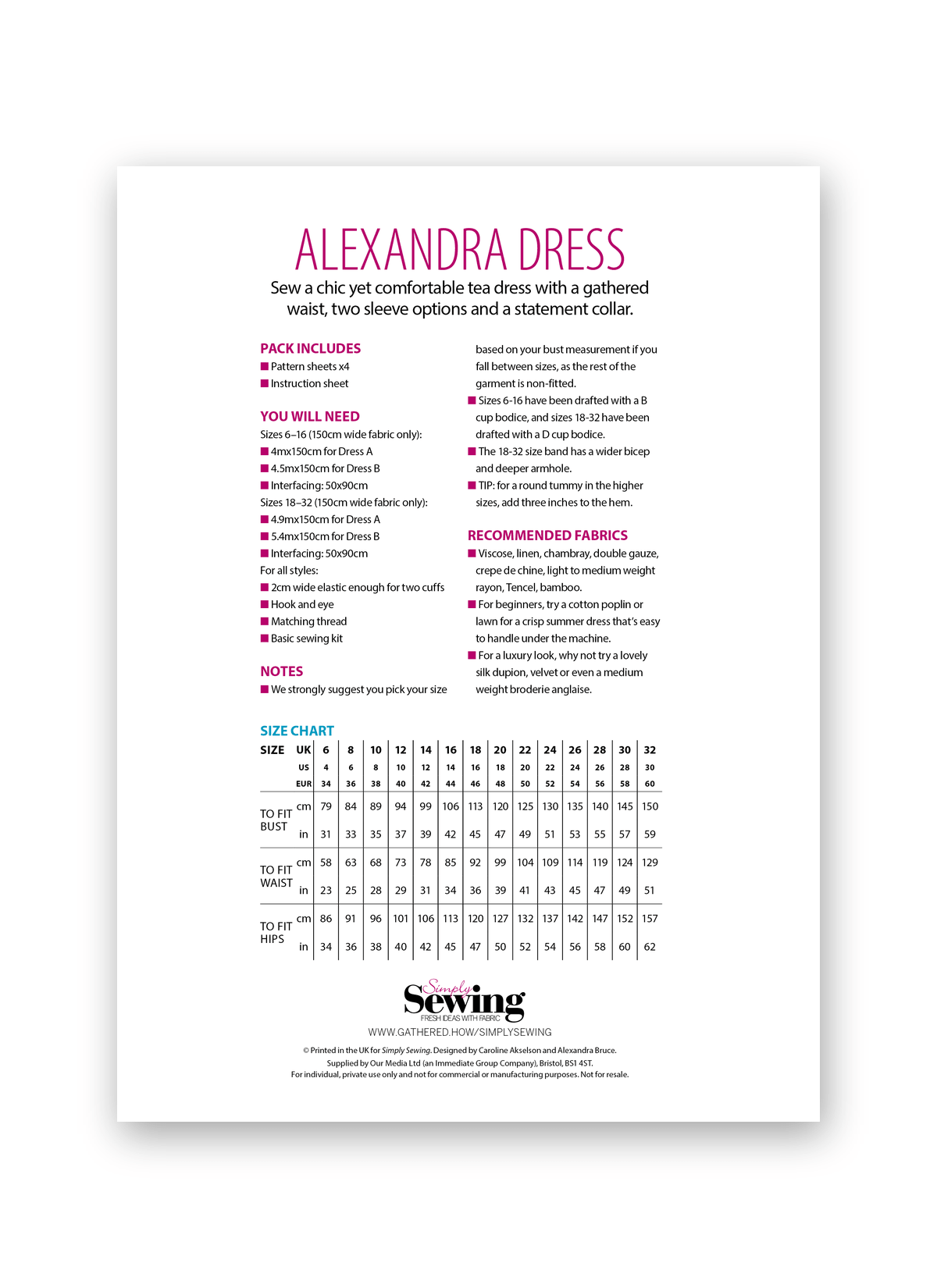 Simply Sewing Alexandra Dress PDF Sewing Pattern