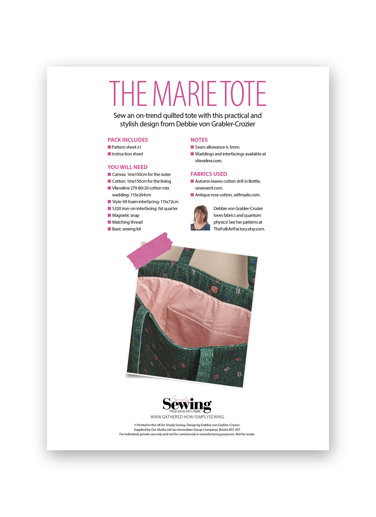 Simply Sewing Marie Tote PDF Sewing Pattern