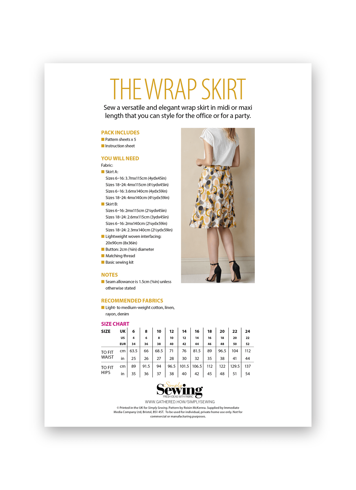 Simply Sewing Wrap Skirt PDF Sewing Pattern