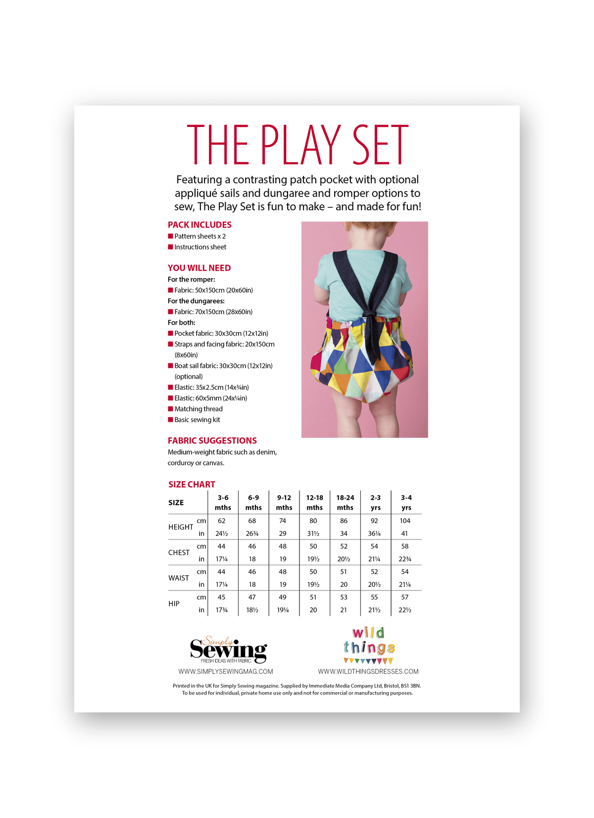 Simply Sewing Childrens Dungarees and Romper PDF Sewing Pattern