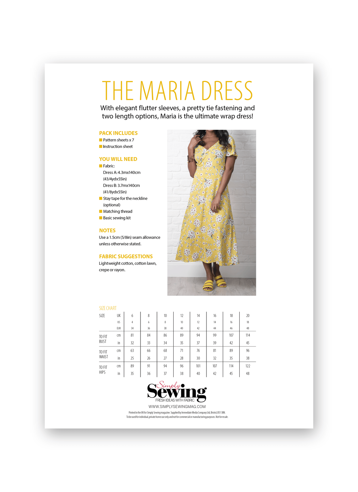 Simply Sewing Maria Dress PDF Sewing Pattern