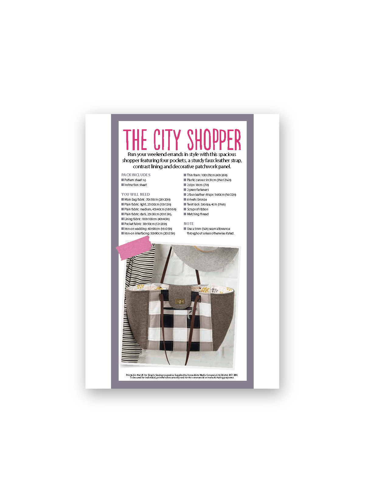 Simply Sewing City Shopper PDF Sewing Pattern
