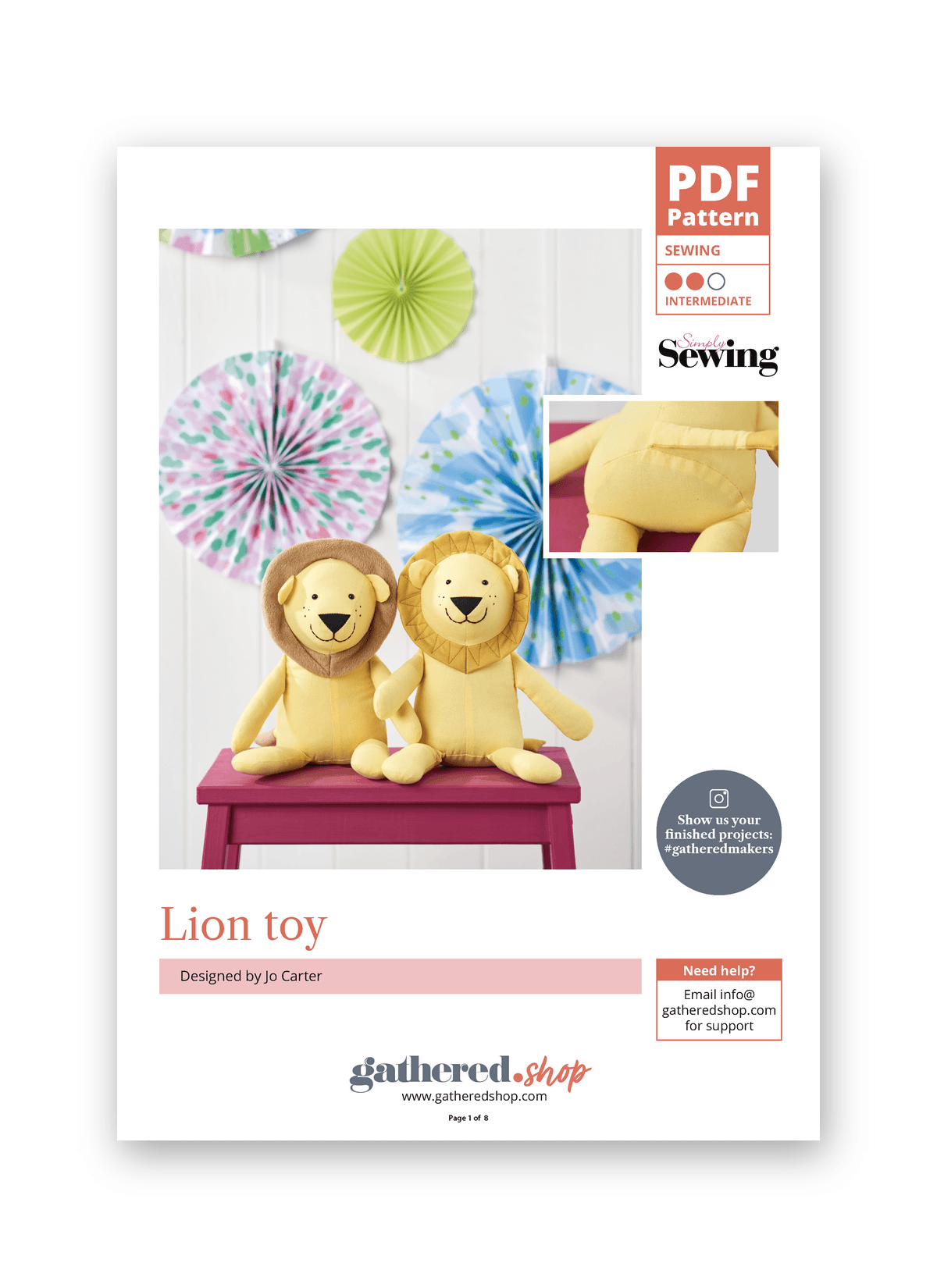 Simply Sewing Lion Toy PDF Sewing Pattern
