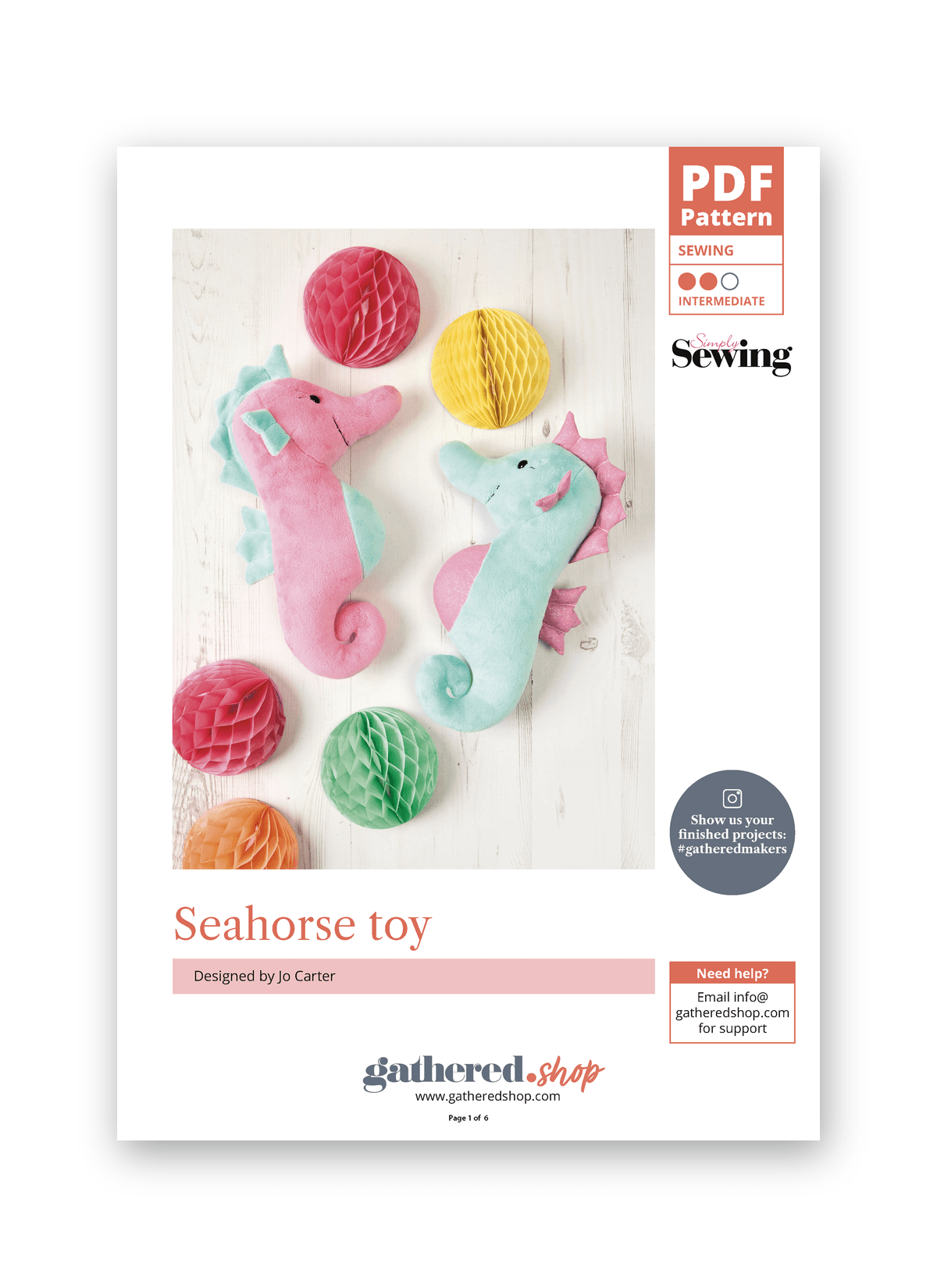 Simply Sewing Seahorse Toy PDF Sewing Pattern