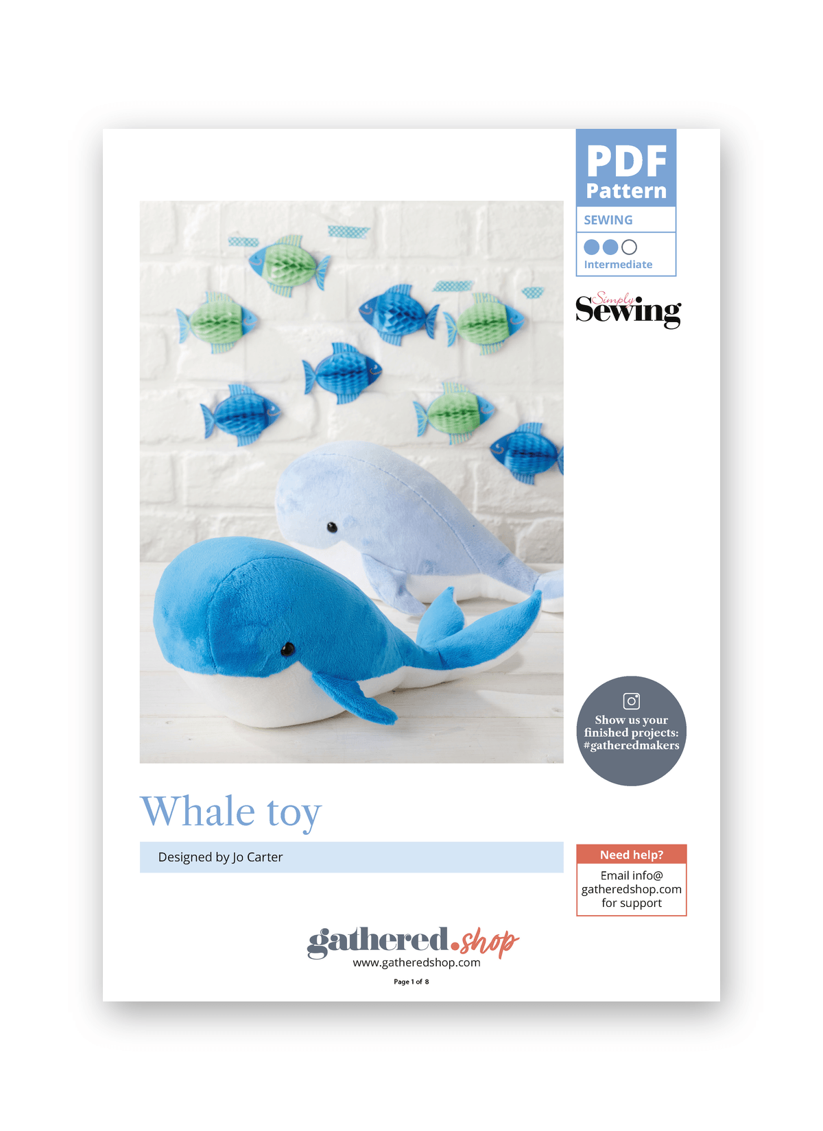 Simply Sewing Whale Toy PDF Sewing Pattern