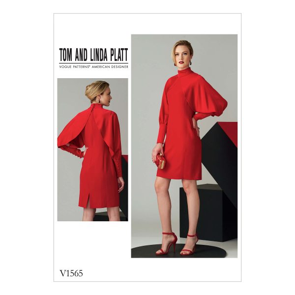 Vogue Patterns V1565 Misses' High Neck Dress with Full Sleeves