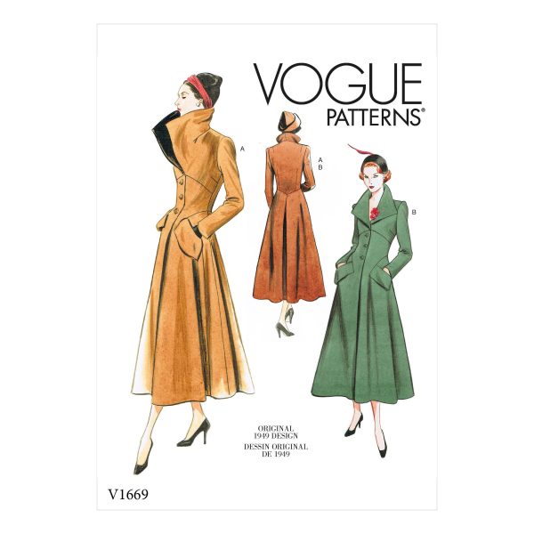 Vogue Patterns V1669 Misses' Coat, 1949 Vintage Vogue