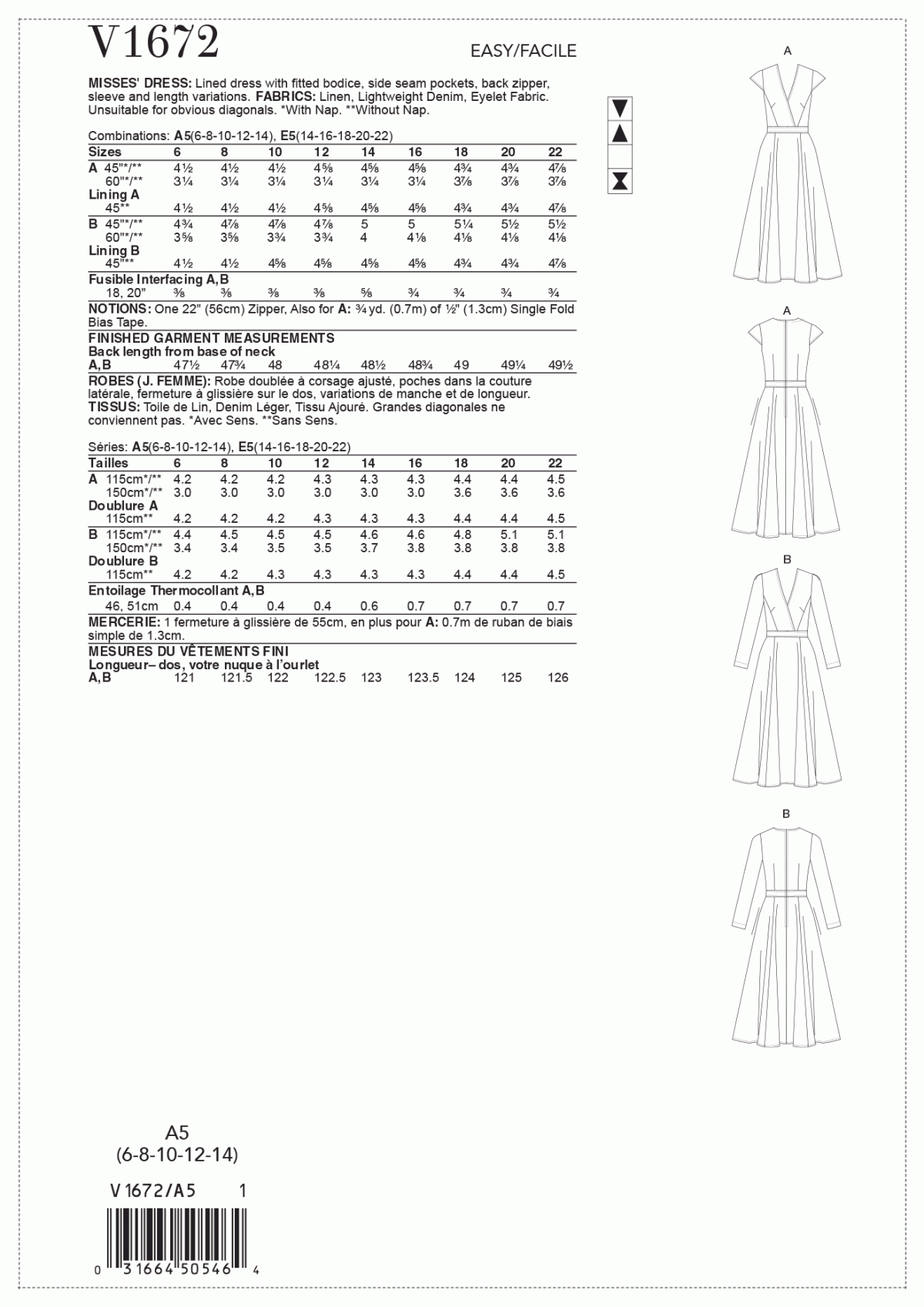 Vogue Patterns V1672 Misses' Dress