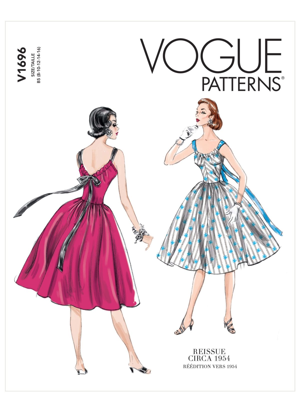 Vogue Patterns V1696 Misses' Dress Vintage c 1954