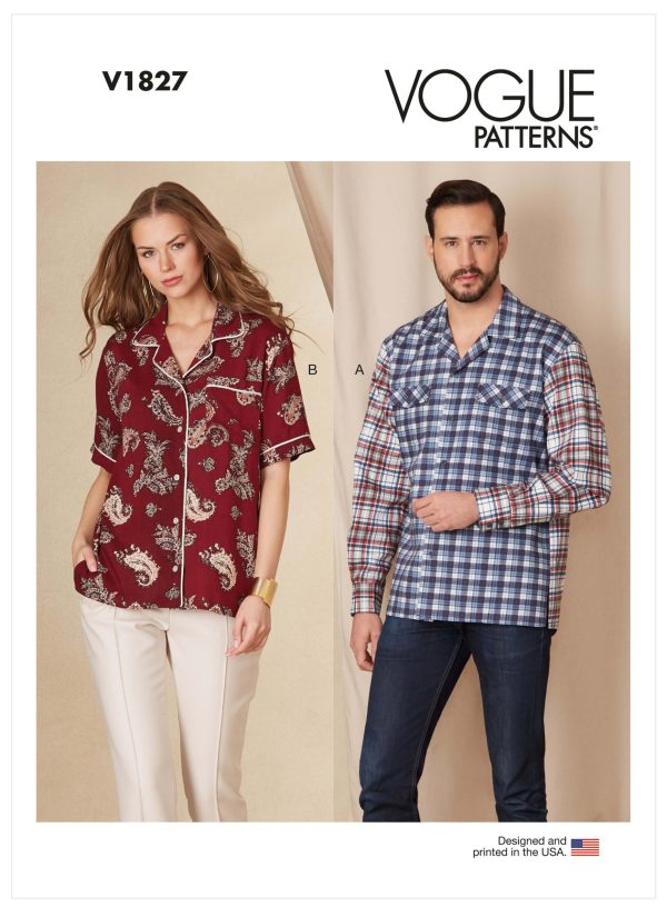 Vogue Patterns V1827 Unisex Shirts