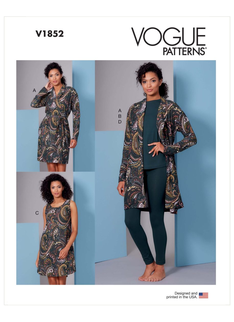Vogue Pattern V1852 Misses' & Misses' Petite Wrap, Robe, Top, Dress & Girls' Jacket & Coat