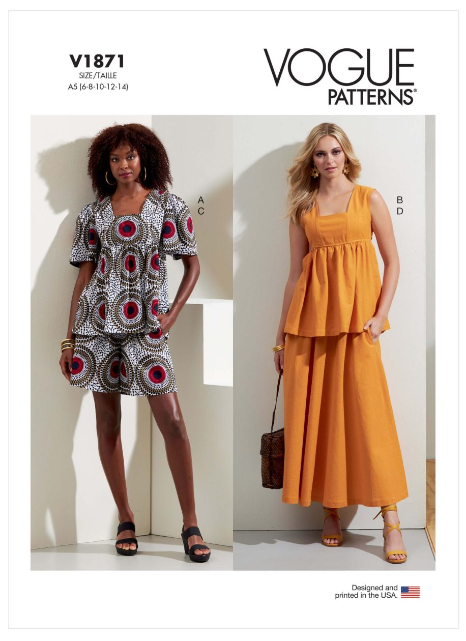 Vogue Patterns V1871 Misses' Tops, Shorts and Skirt