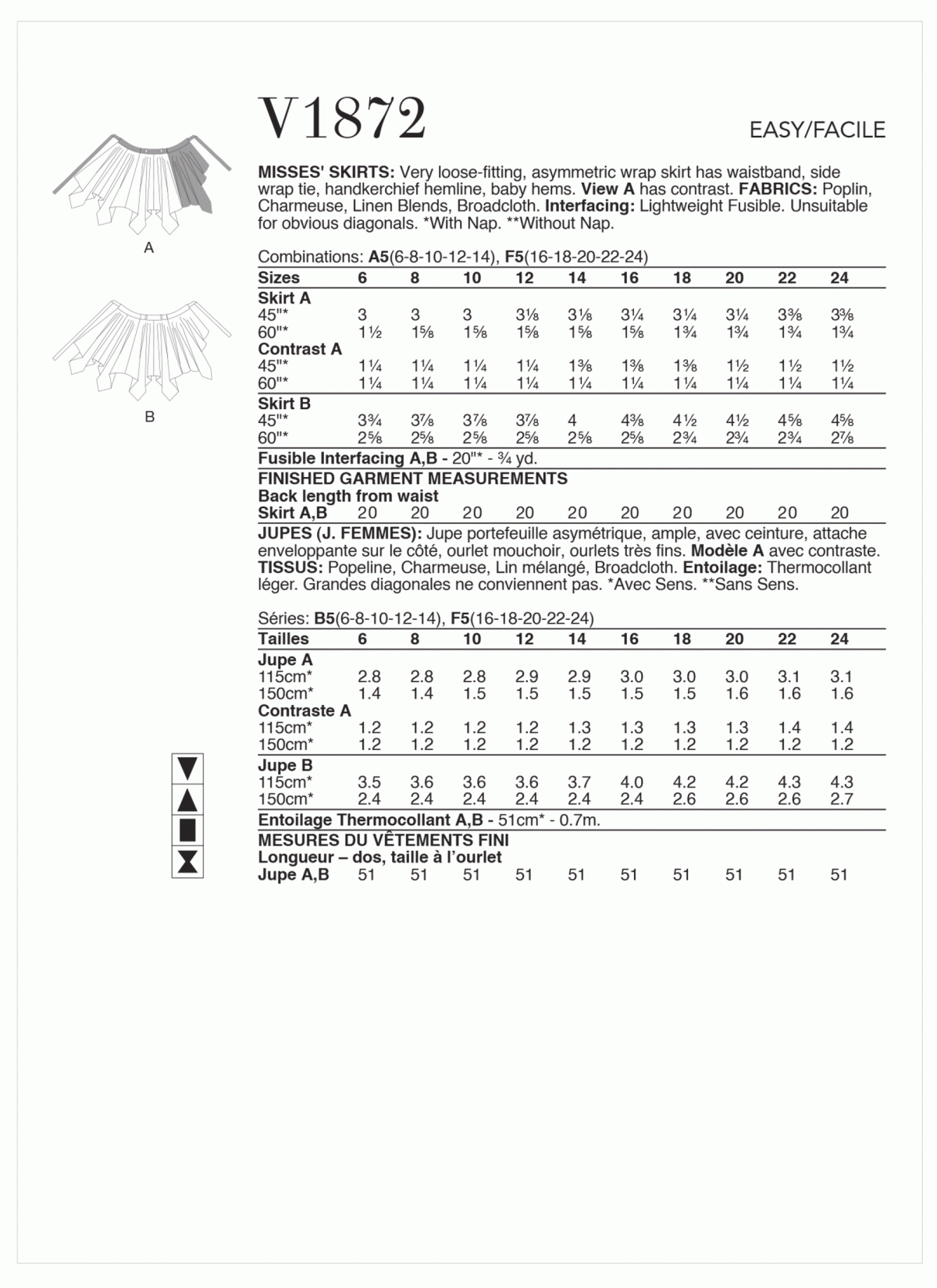 Vogue Patterns V1872 Misses' Skirts