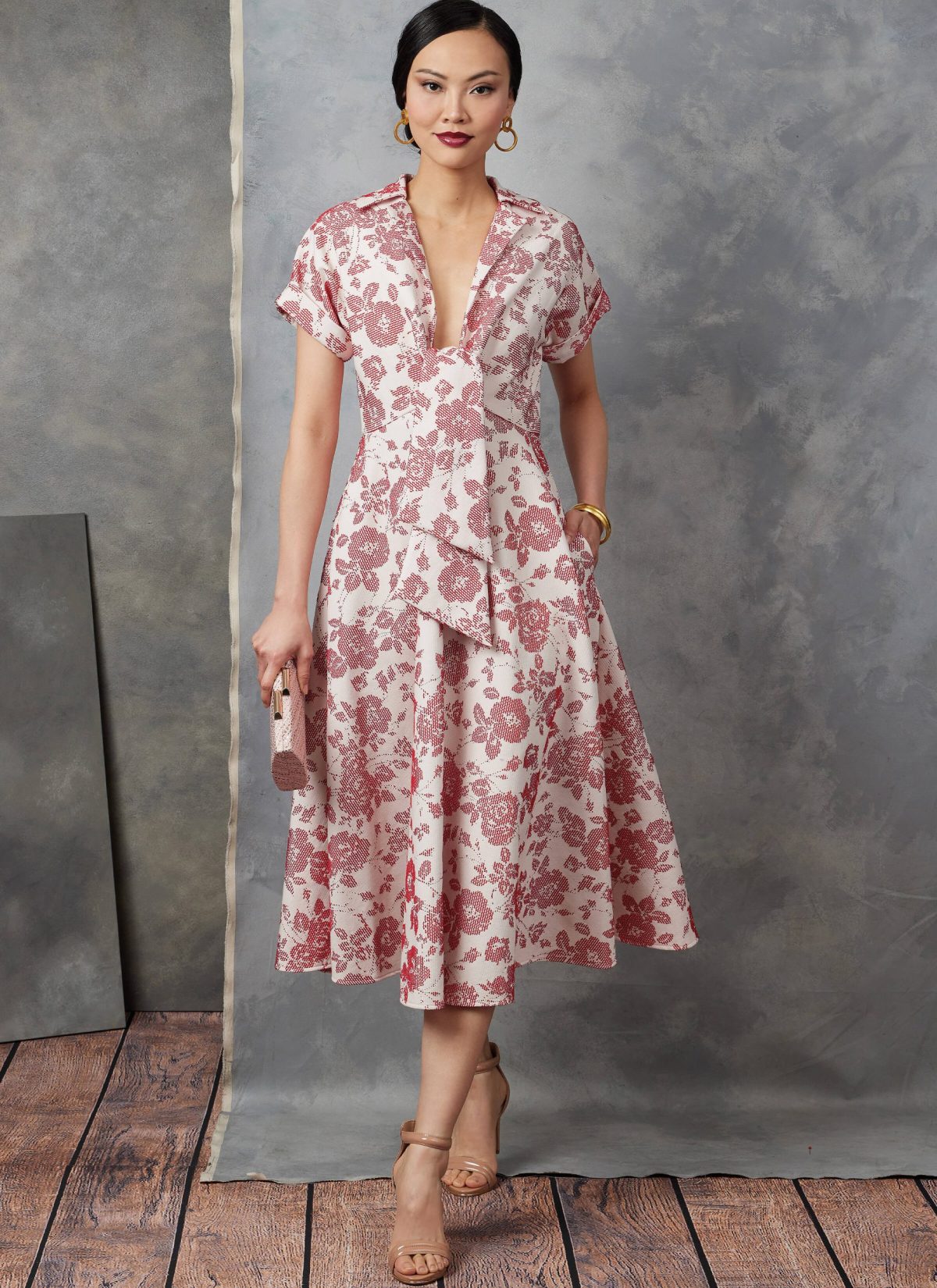 VOGUE PATTERNS Badgley Mischka F5 V1981F5 – Cartamodello Abito In Maglia Donna (Taglie 16-24)