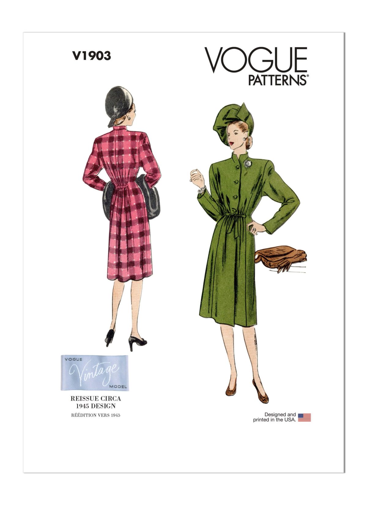 Vogue Patterns V1903 Misses' Coat Vintage Vogue 1945