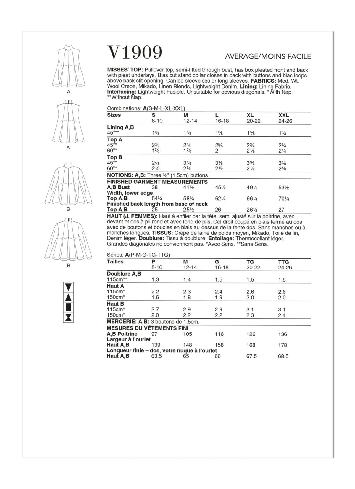 Vogue Patterns V1909 Misses' Top