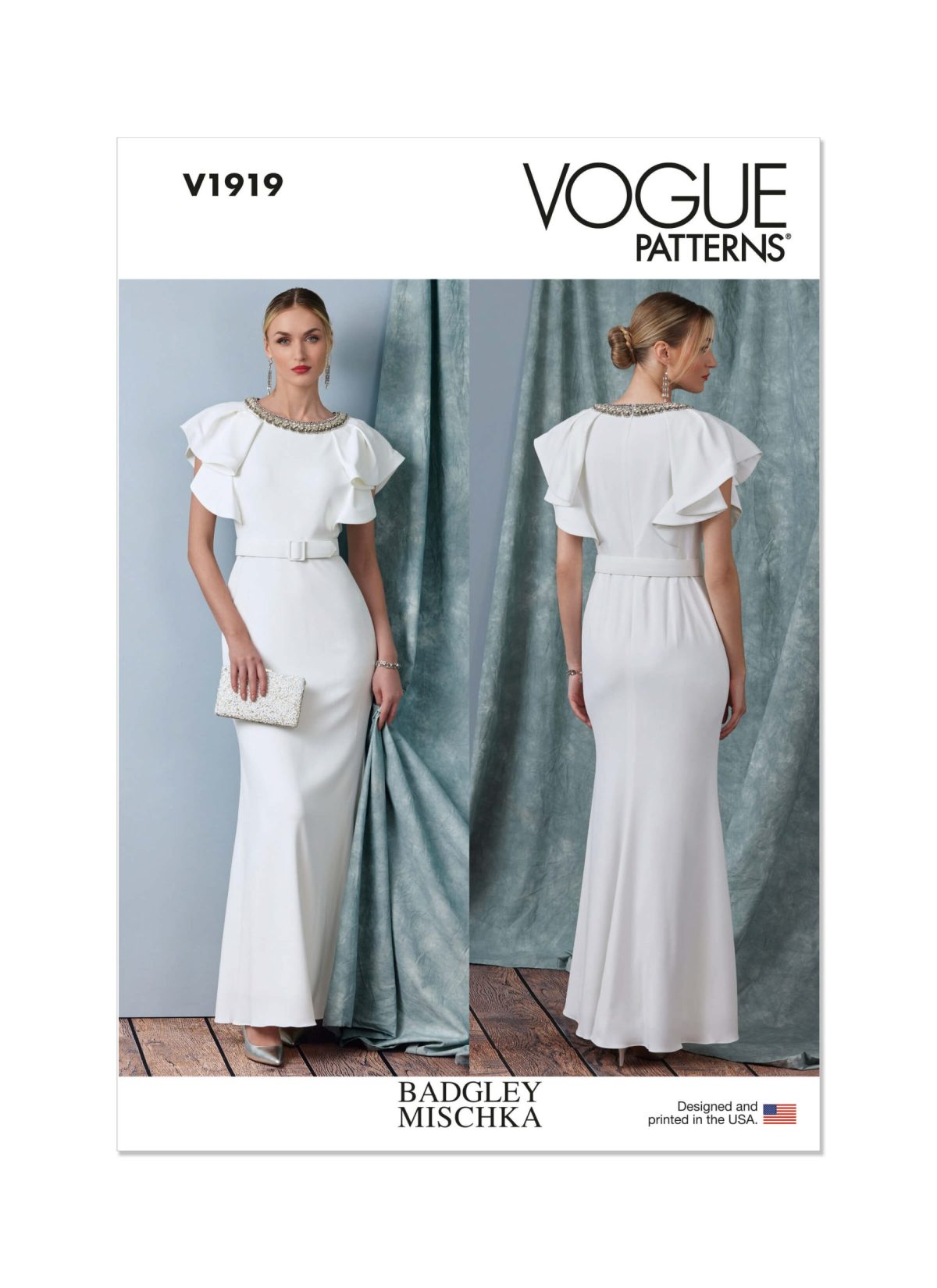 Vogue Patterns V1919 Misses' Full Length Dress with Belt by Badgley Mischka