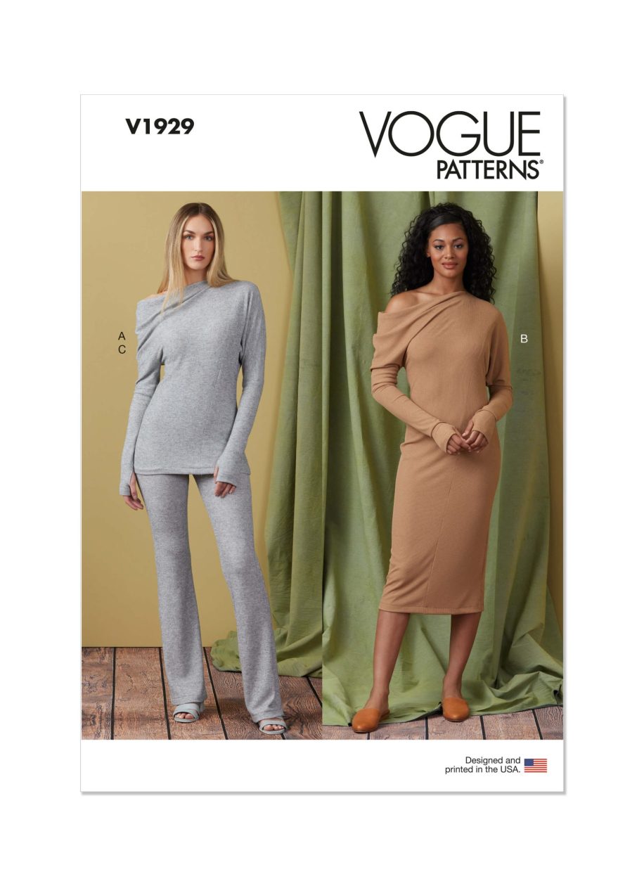 Vogue Patterns V1929 Misses' Knit Top, Dress and Trousers