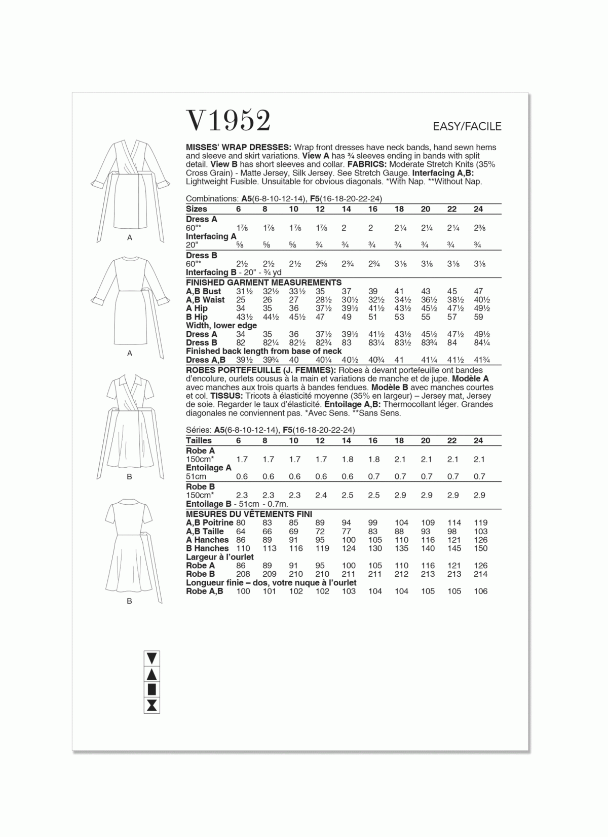 Vogue Patterns V1952 Misses' Wrap Dresses