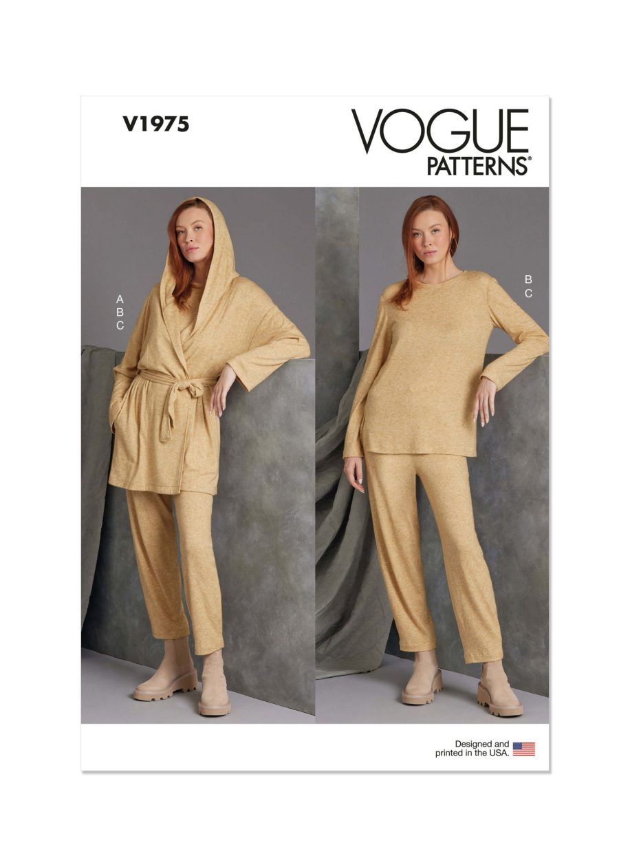Vogue Patterns V1975 Misses' Knit Jacket with Belt, Top and Bottoms