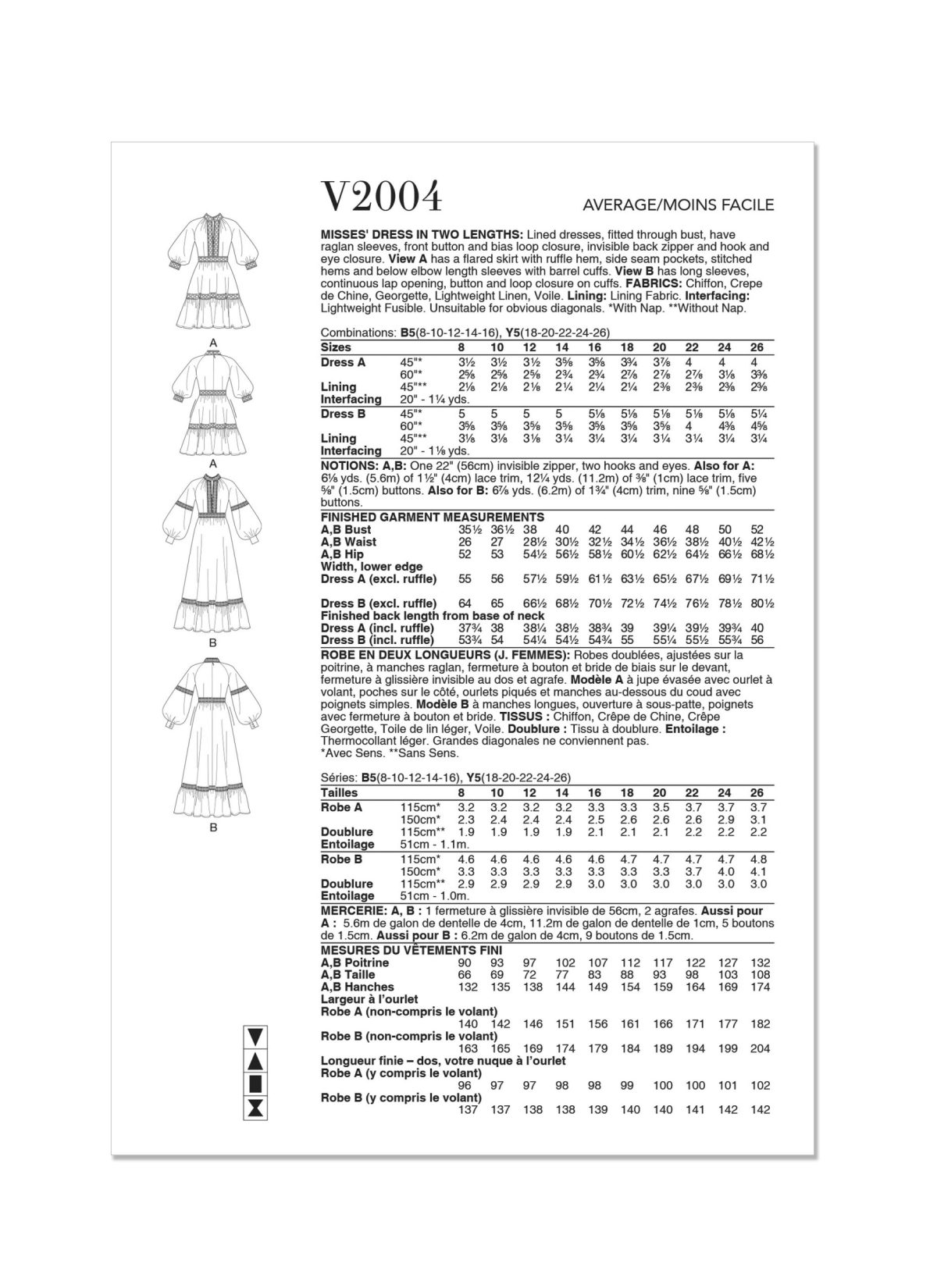 Vogue Patterns V2004 Misses' Dress in Two Lengths
