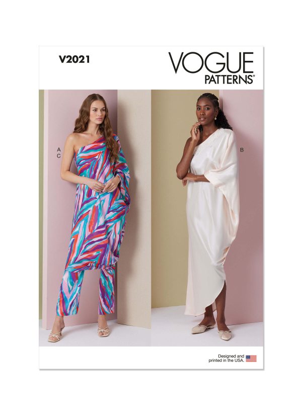 Vogue Patterns V2021 Misses' One Shoulder Dress and Trousers