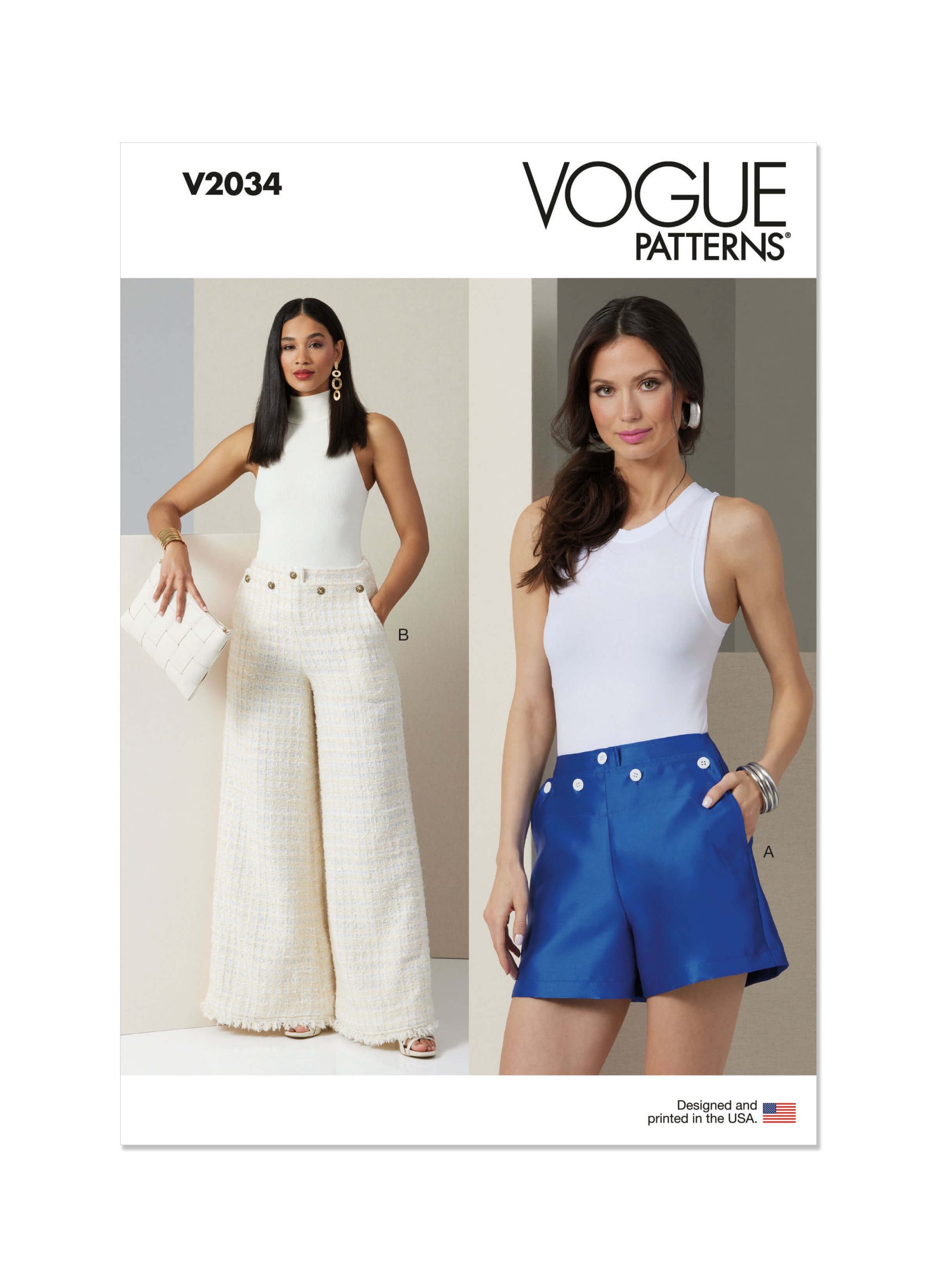 Vogue Patterns V2034 Misses' Shorts and Trousers