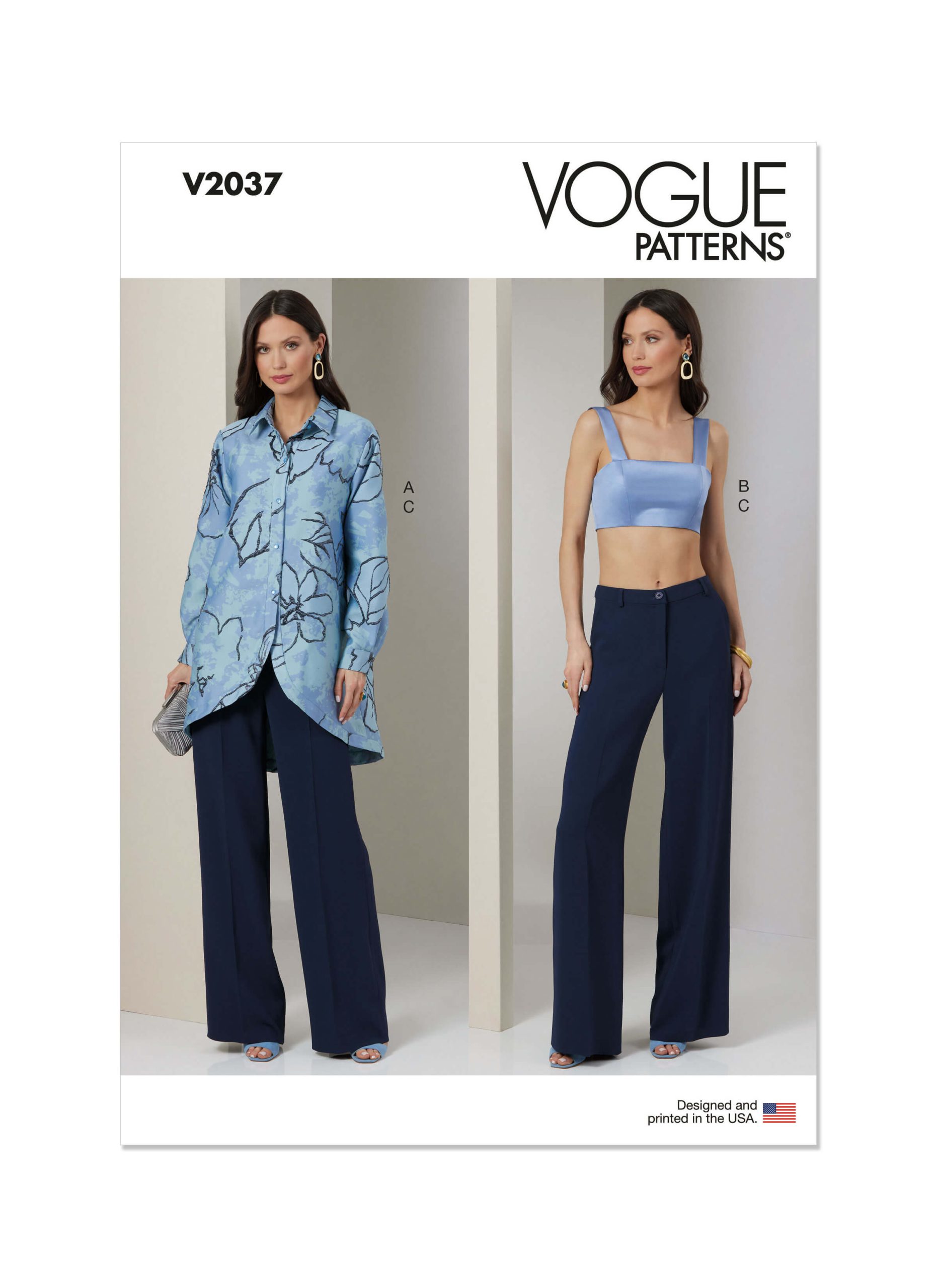Vogue Patterns V2037 Misses' Shirt, Crop Top and Trousers