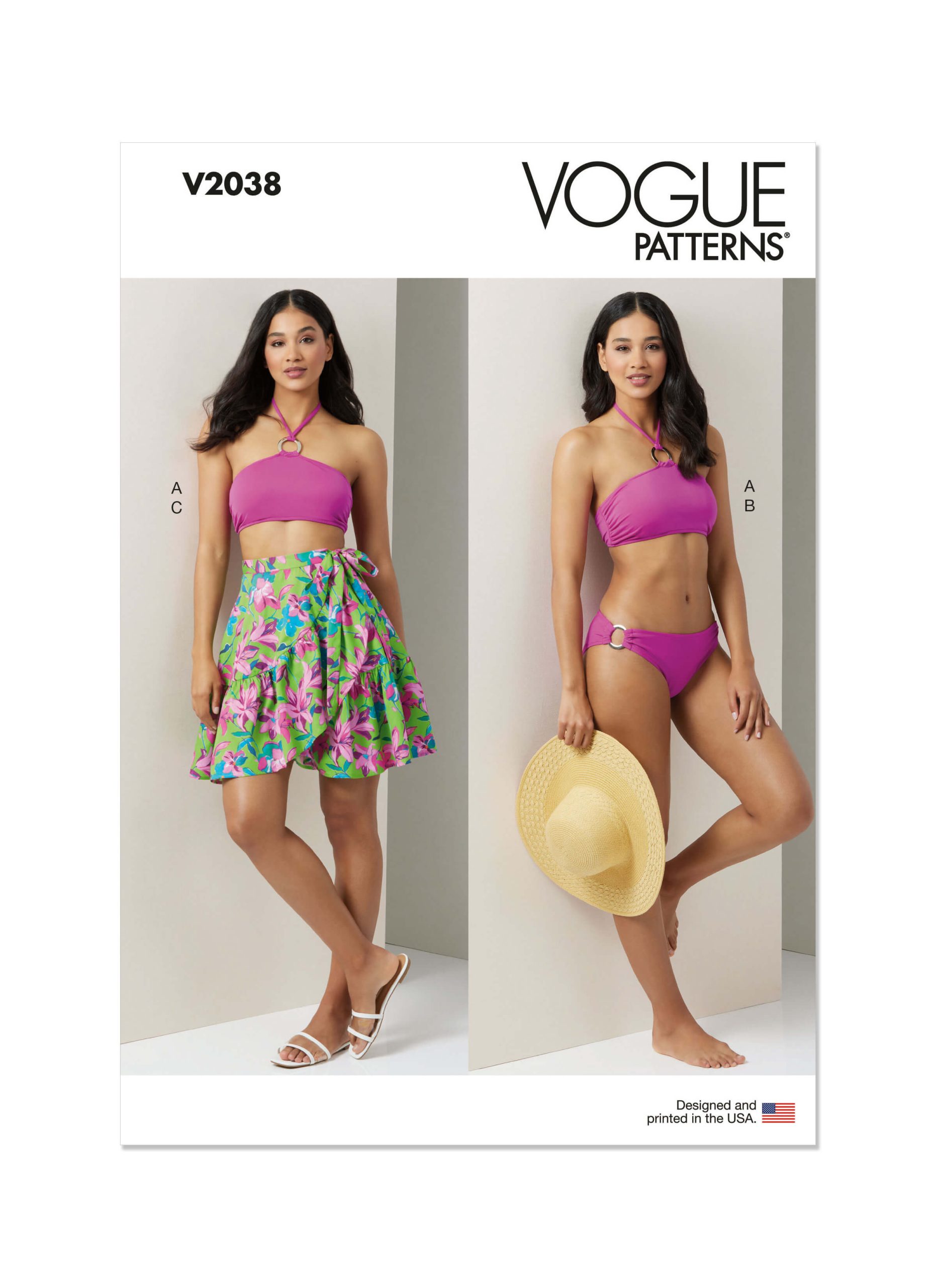 Vogue Patterns V2038 Misses' Bikini and Sarong
