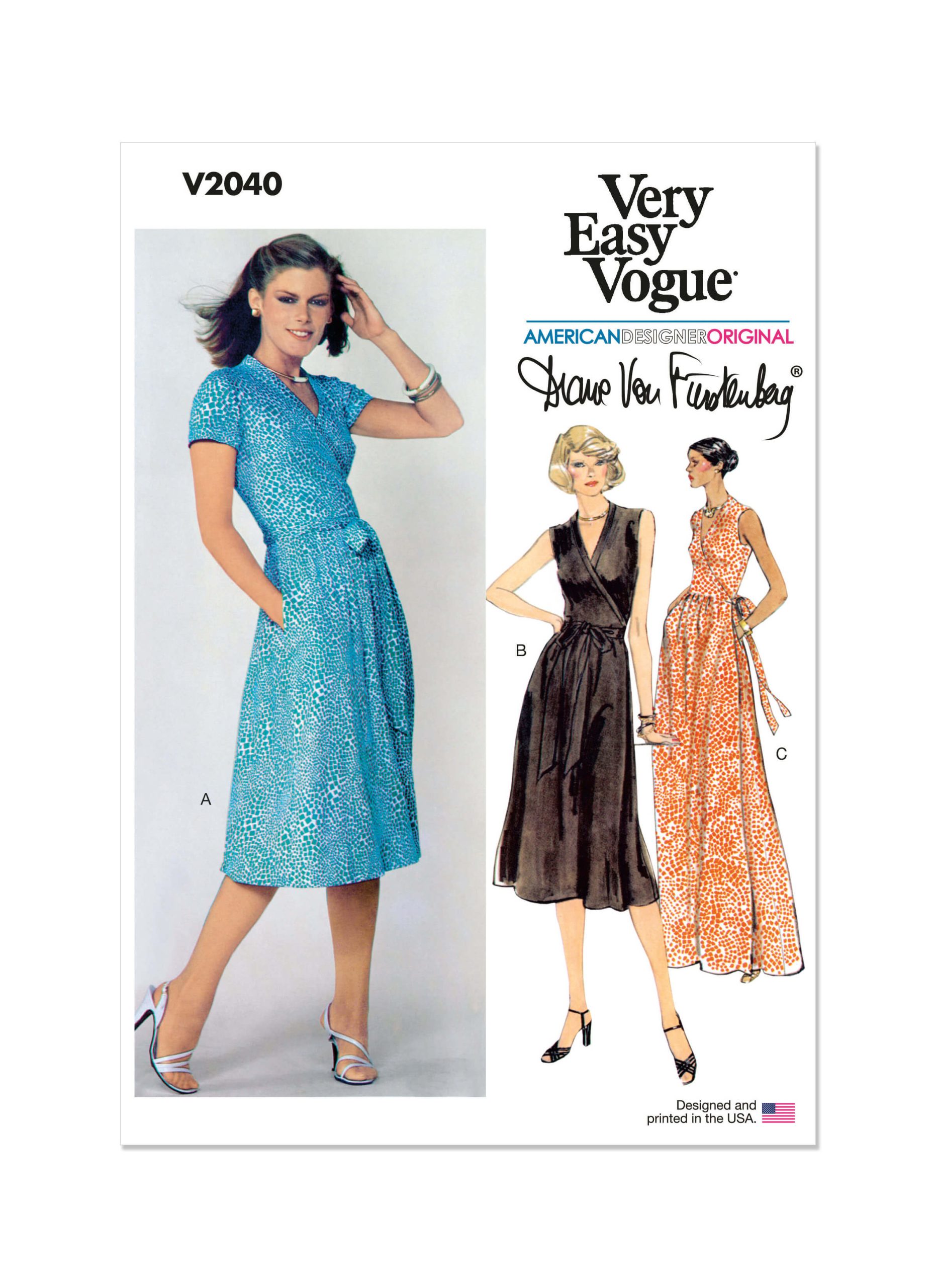 Vogue Patterns V2040 DVF Misses' Front Wrap Dresses by Diane von