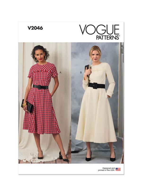 Vogue Sewing Pattern V2046 Misses' Dress with Sleeve and Length Variations