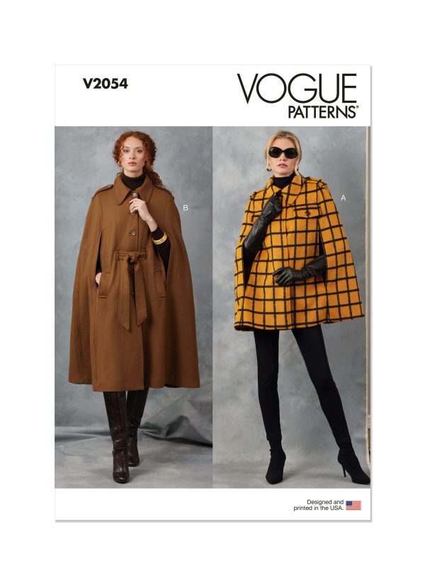 Vogue Sewing Pattern V2054 Misses' Capes and Belt