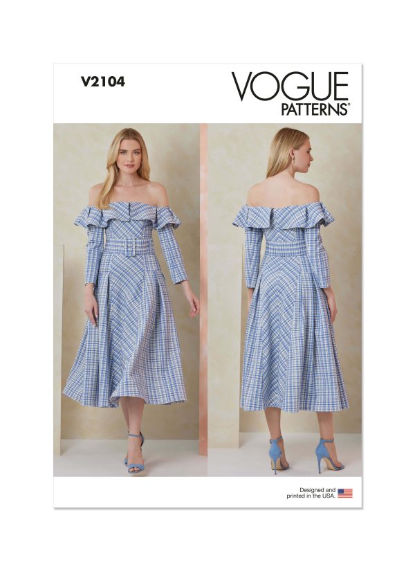 Vogue Patterns Sewing Pattern V2104 Misses' Dress and Belt